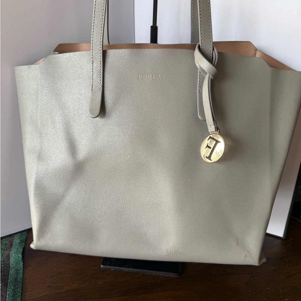 Furla Elegant Gray and Tan Tote - Picture 2 of 10